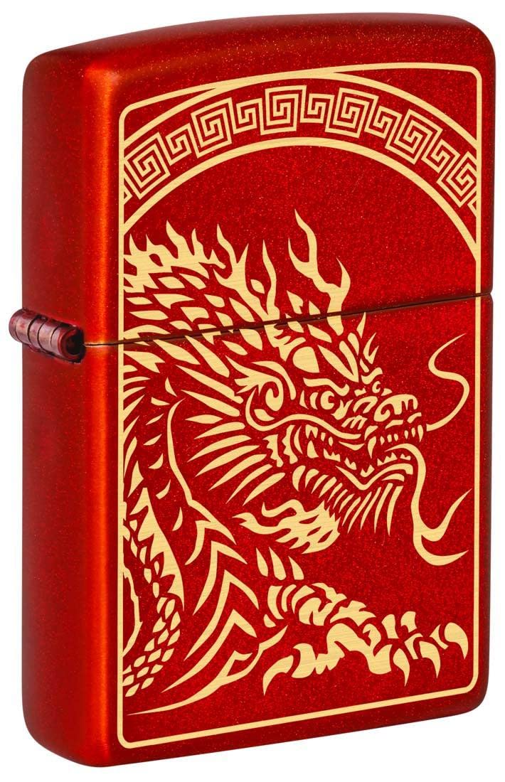 Amazon.com: Zippo Lighter: Dragon Design, Engraved - Metallic Red