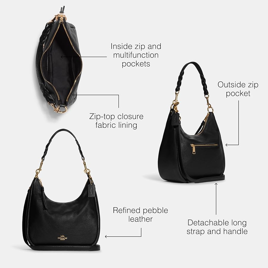 Amazon.com: COACH Jules Hobo Shoulder Bag, Black : Clothing, Shoes