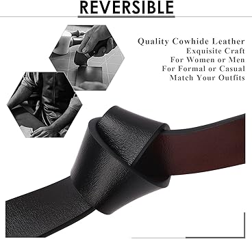 XZQTIVE Reversible Leather Belts for Women with Rotated Metal