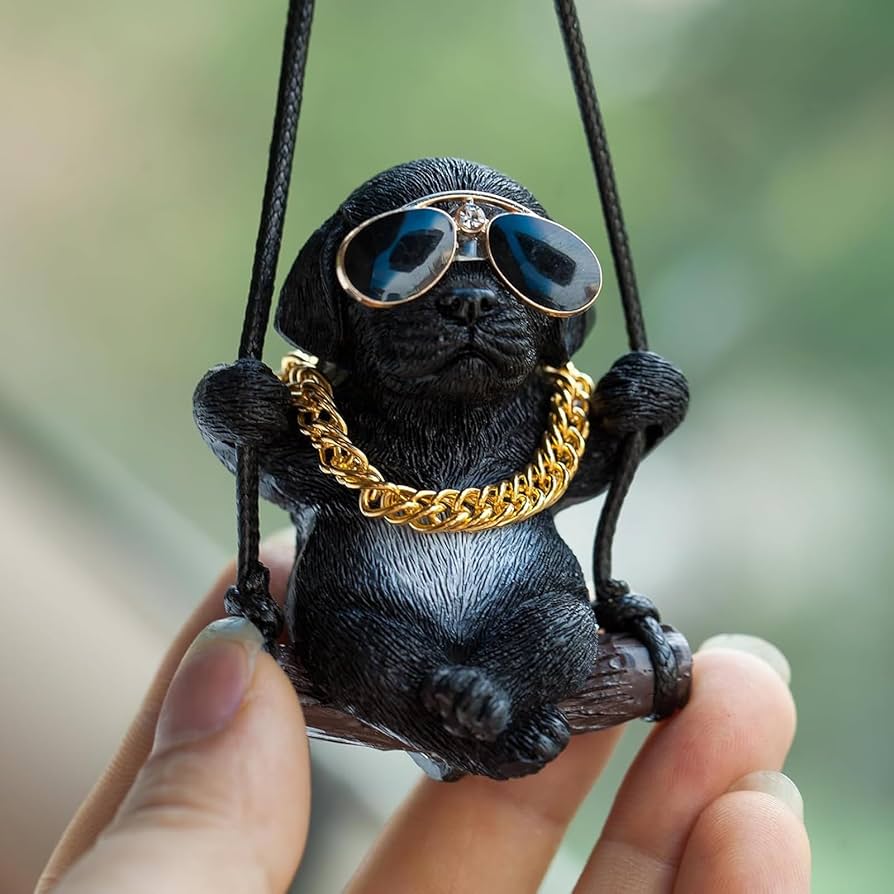 Amazon.co.jp: ブラックラボカーオーナメント:揺れるラブラドール