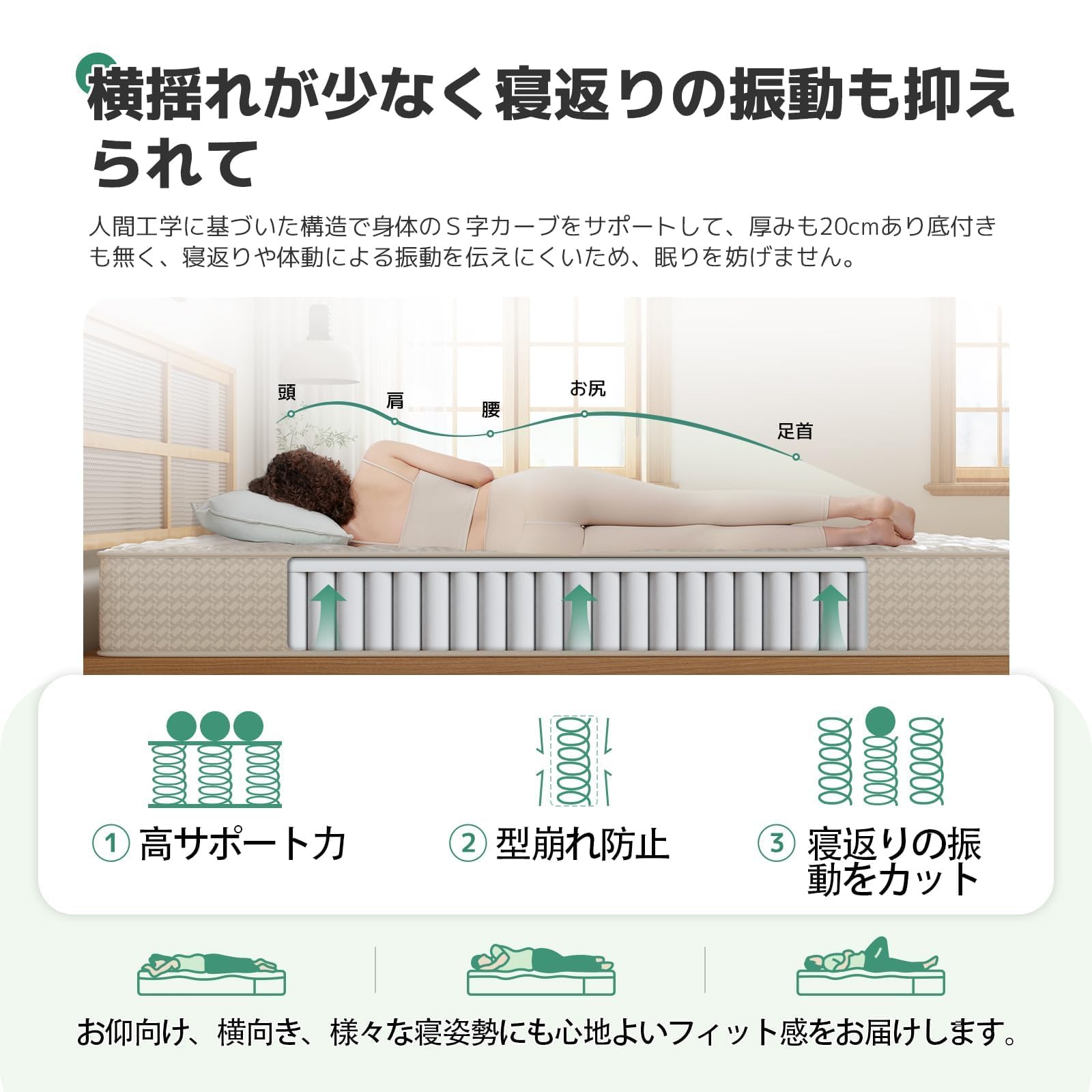 Amazon.co.jp: マットレス セミダブル 極厚20cm 硬め ポケットコイル