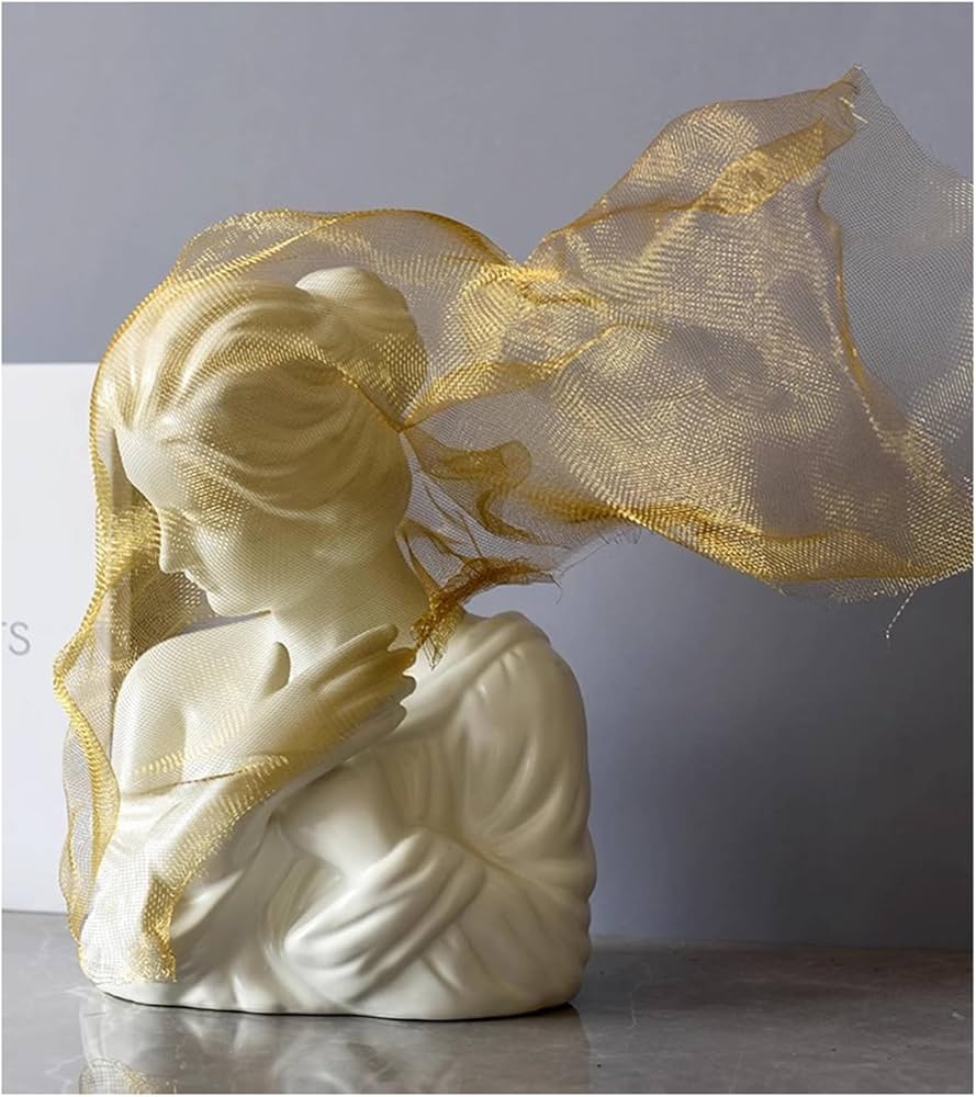 Amazon.co.jp: 金属ベールの乙女の胸像、創造的な人物像、樹脂工芸品