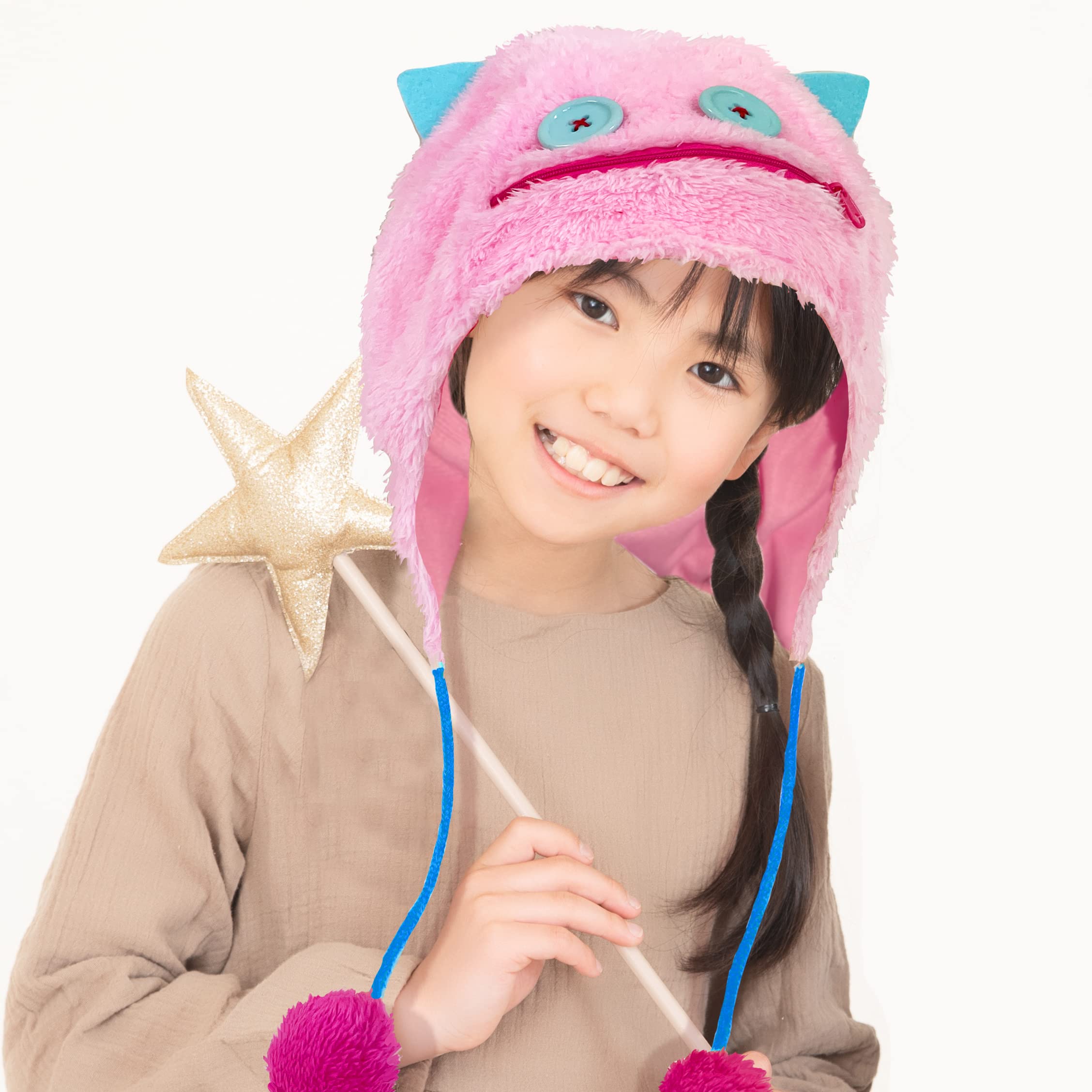 Amazon.co.jp: [ルカン] 193 【 ふわもこ帽子 ピンクモンスター