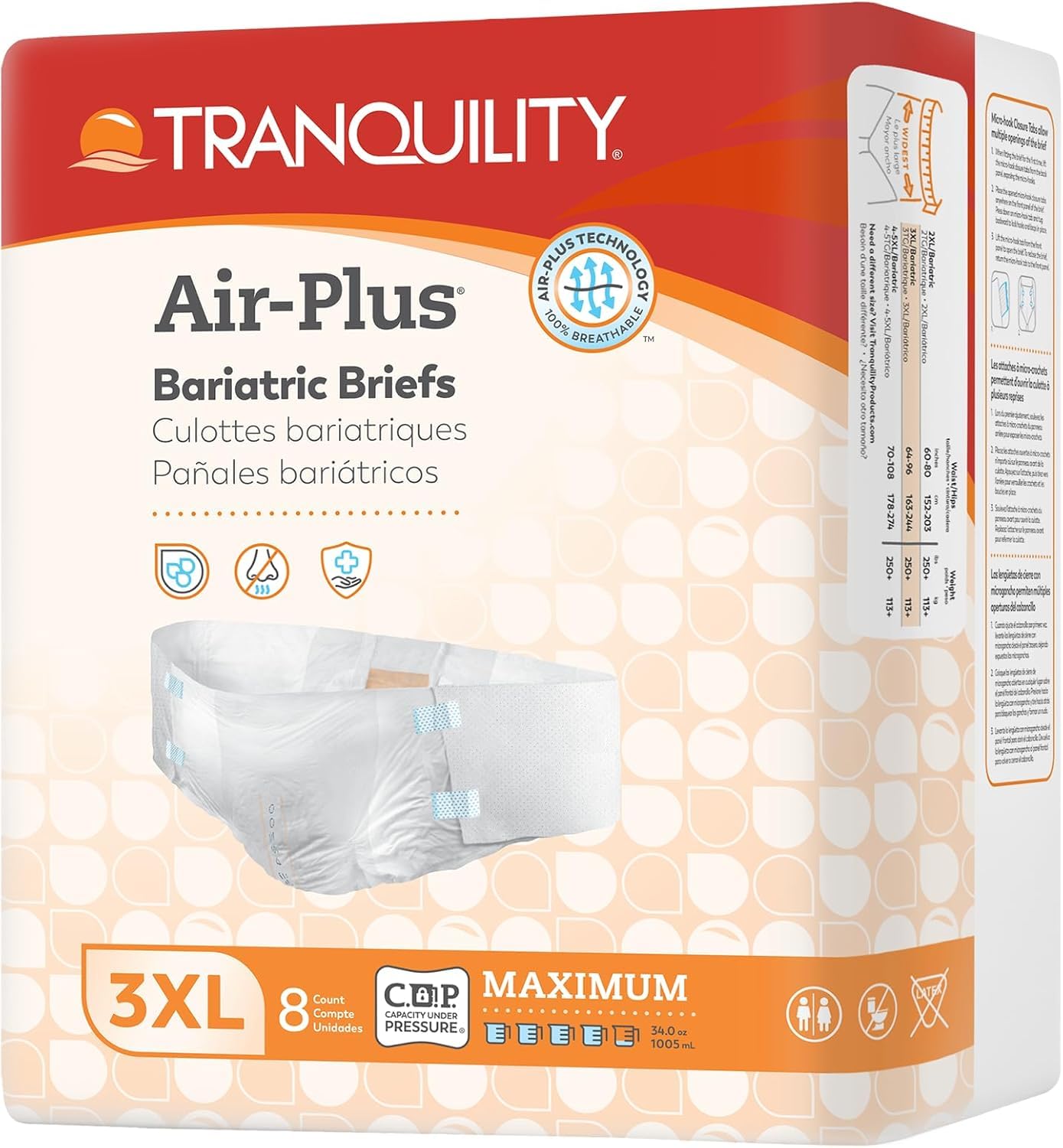 Amazon.com: Tranquility Air-Plus Bariatric Disposable Briefs 3X
