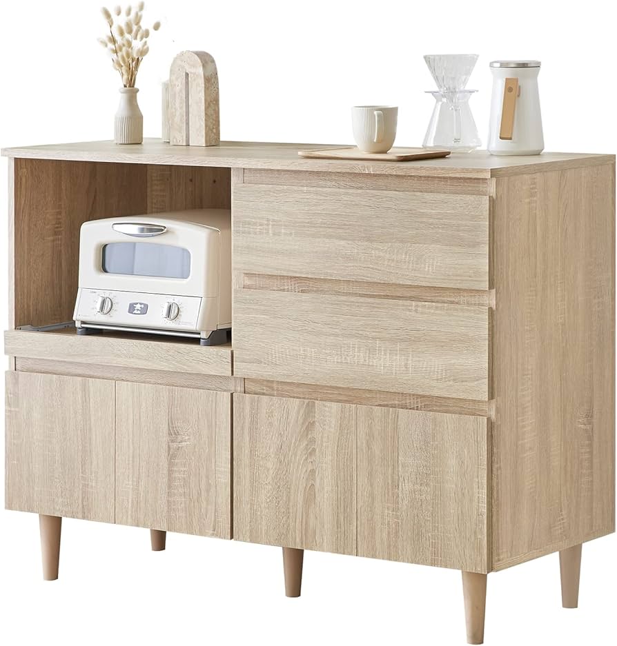 Amazon｜LOWYA ロウヤ 食器棚 レンジ台 スライド棚 リバーシブル 収納