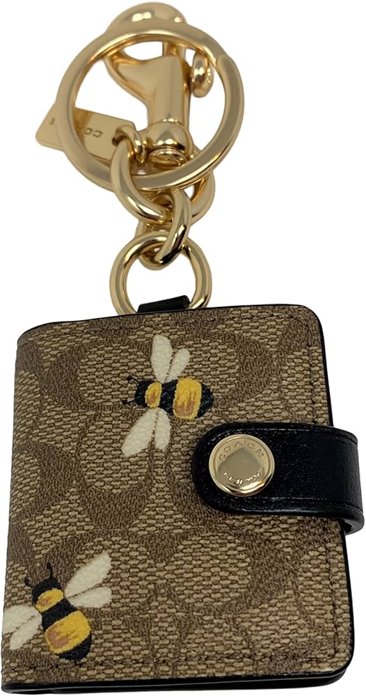 Coach Picture Frame Bag Charm Signature Coated Canvas with Bee