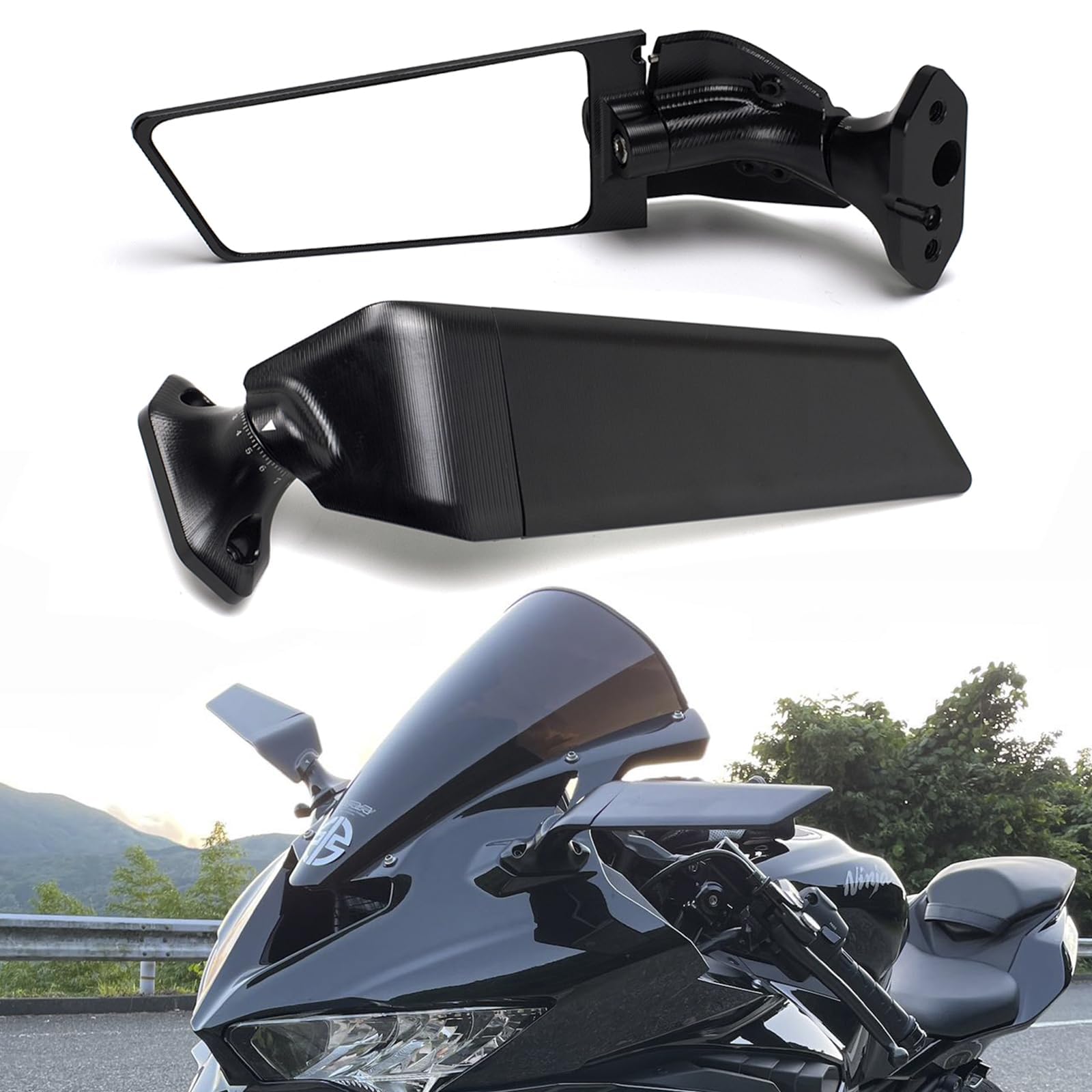 Amazon | PROリアビューミラー 調整可能 回転サイドミラー ステルス