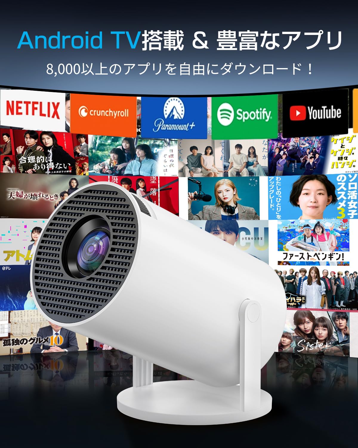 Amazon.co.jp: プロジェクター 小型【2025 Android TV搭載・18000LM