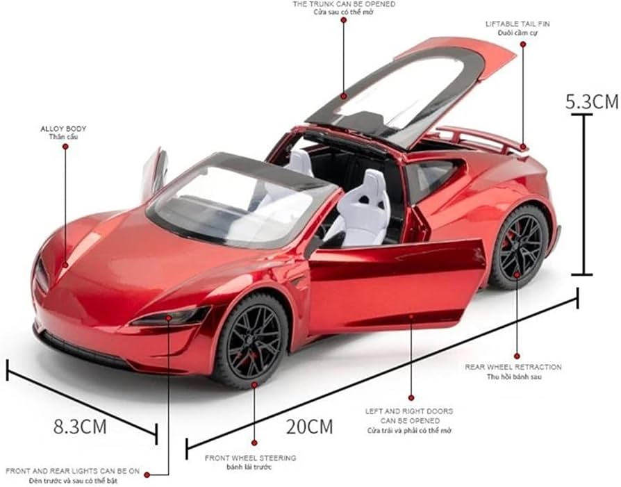 Amazon.co.jp: Display Cars 1:24 テスラロードスター合金スポーツカー