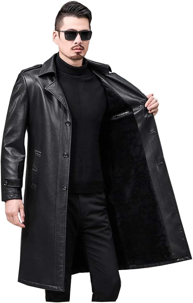 Amazon | [Tasahaya] レザートレンチコート 革 メンズ レザーロング