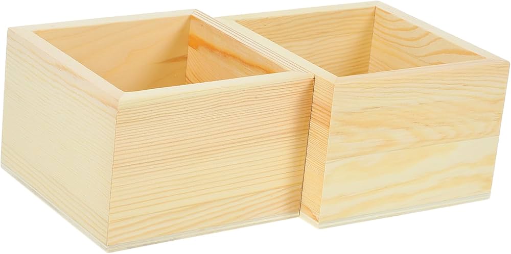 Amazon.co.jp: Alipis 2個 箱 木製 コンテナ 小 木製 木箱 クラフト
