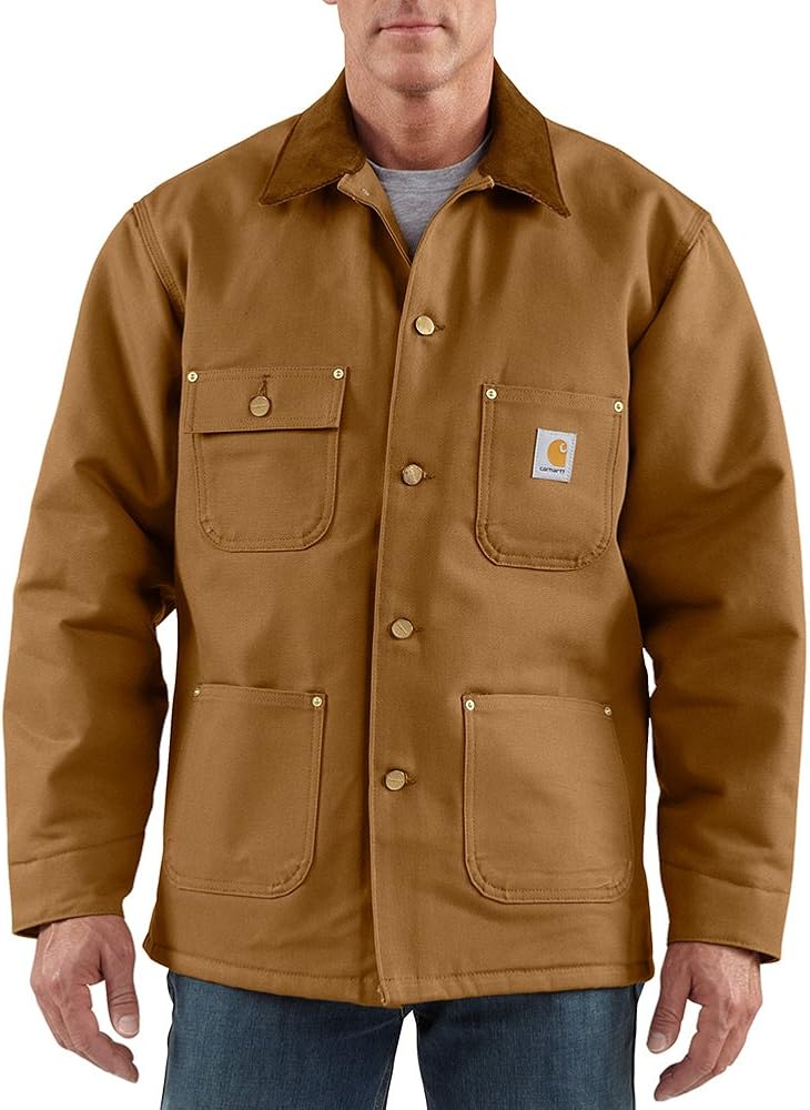 Carhartt Men's Big & Tall Duck Chore Coat Blanket Lined,Brown