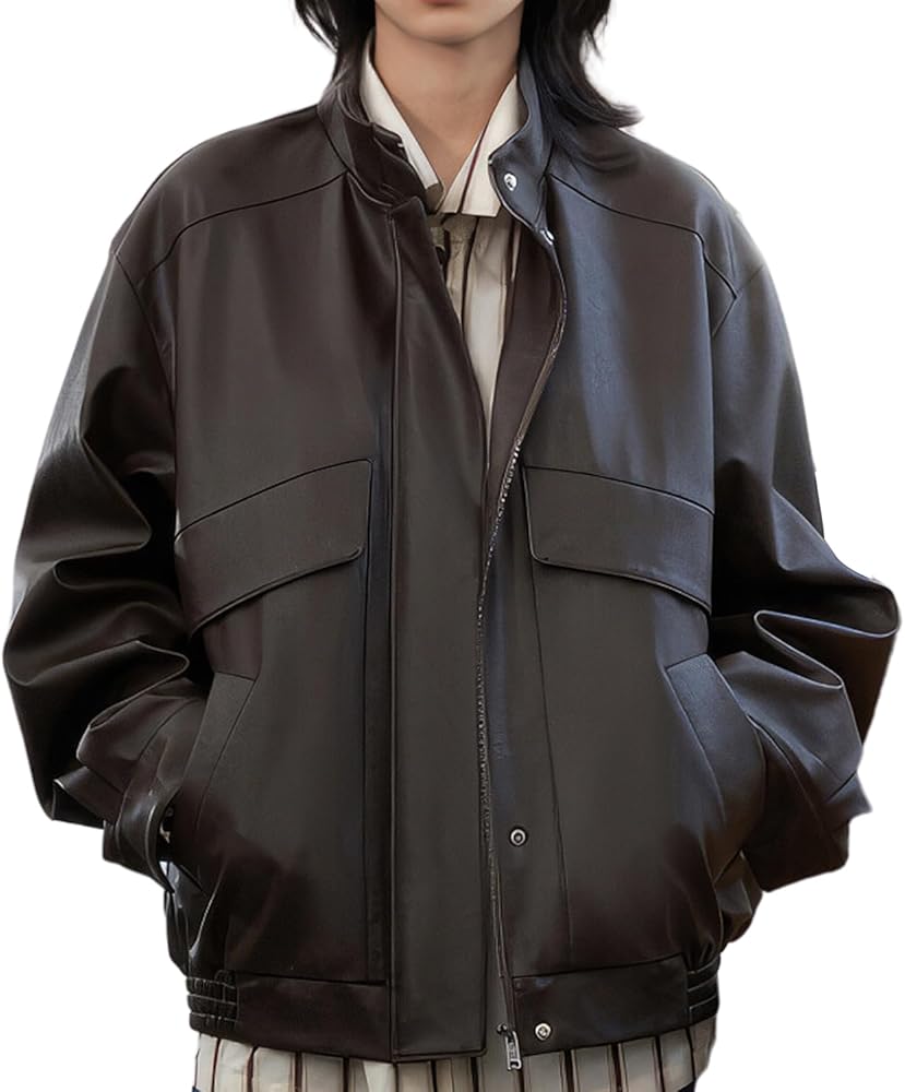 Women's Dark Brown Biker Genuine Sheepskin Drop Shoulders Casual