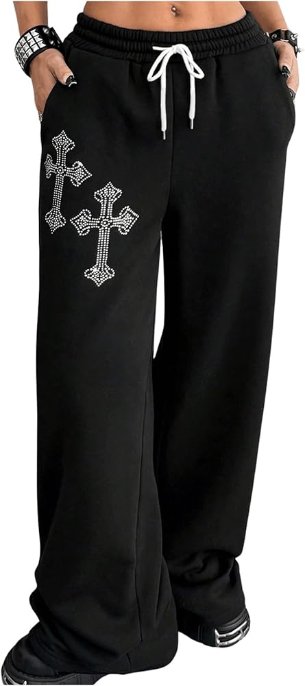 Amazon.com: SOLY HUX Women's Y2k Baggy Pants Drawstring Waist