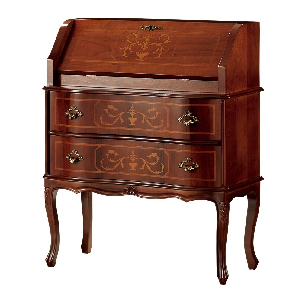 Amazon｜イタリア製 ライティングデスク 収納付き ビューロー 象嵌 猫