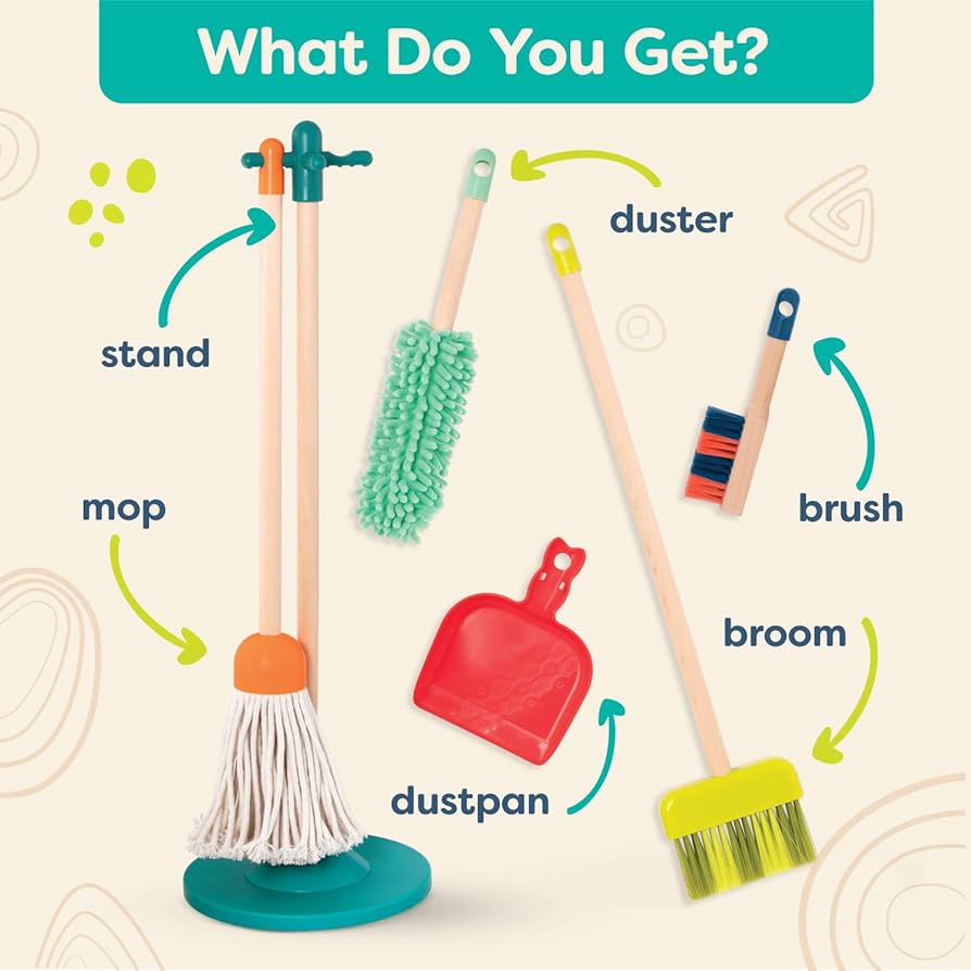 B. toys – Clean n' Play Wooden Cleaning Set for Toddlers – Broom
