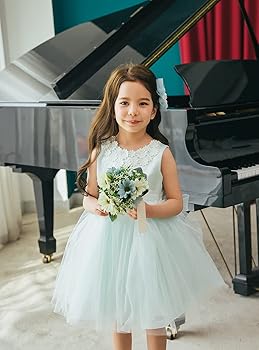 Amazon | [DRESCCO] ミントフラワーレースドレス 子供ドレス ドレスコ