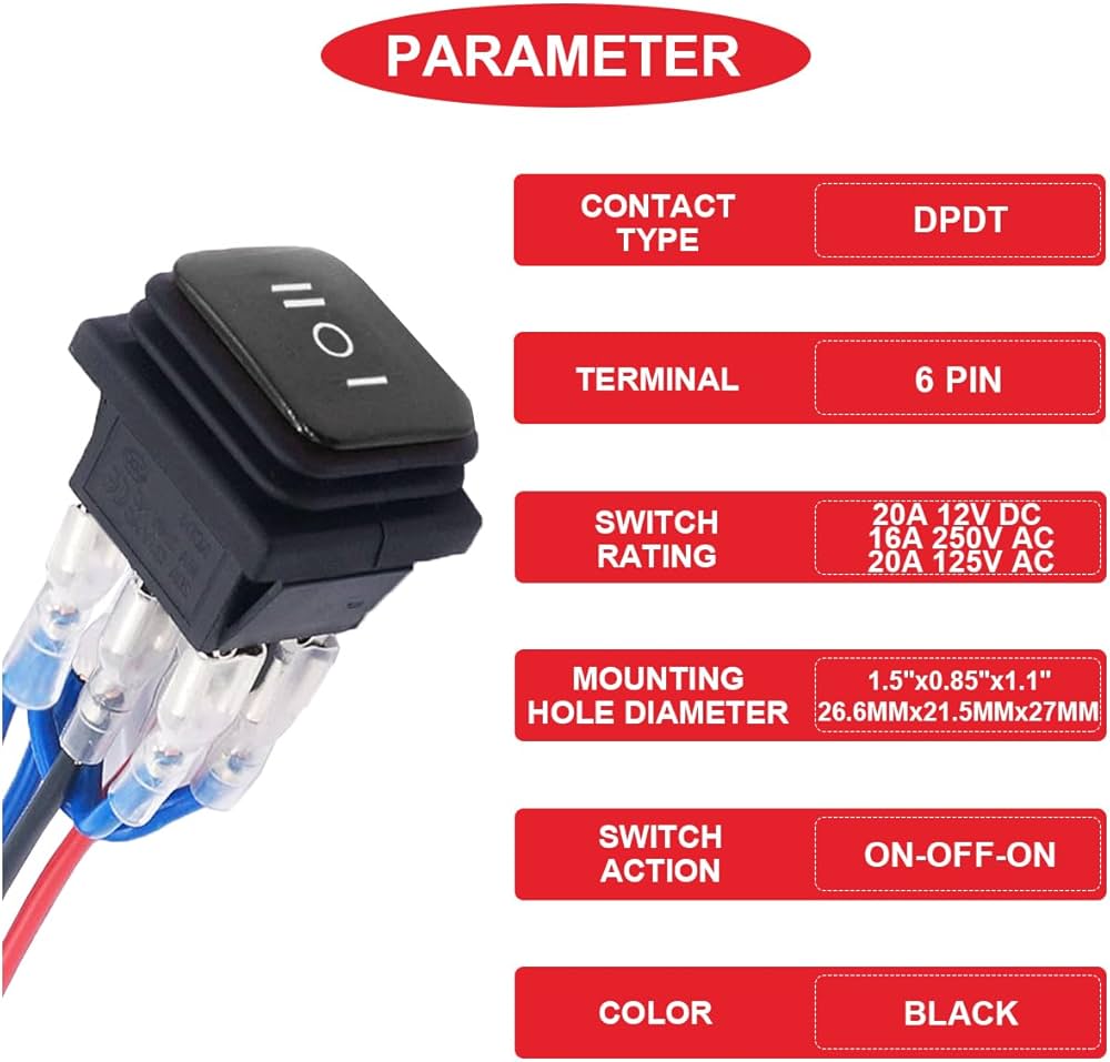 Amazon.co.jp: MKBKLLJY 2個 の黒の極性逆のスイッチ防水制御 20A 12V