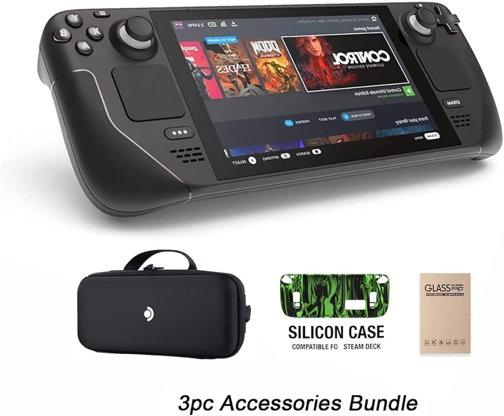 Steam Deck 64GB LCD+保護ケース2種+microSD512 スチームデック Steam