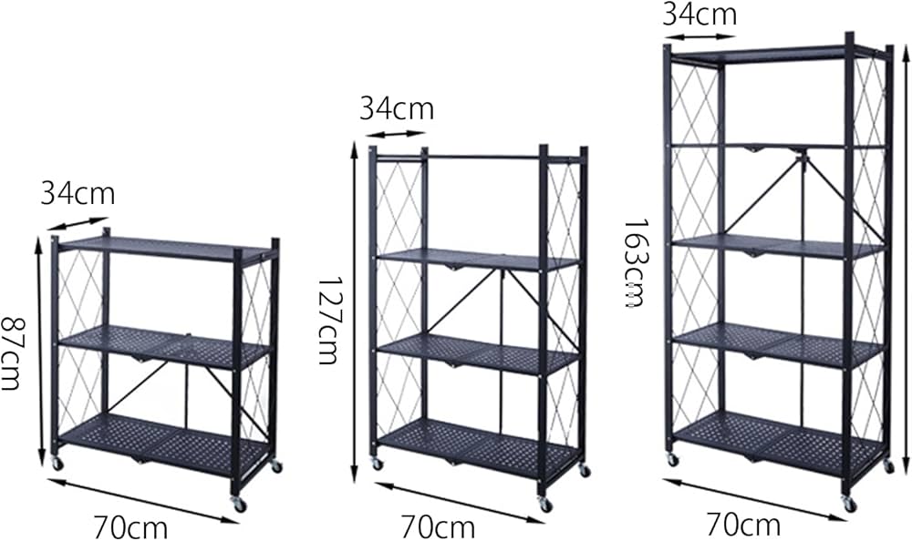 Amazon｜スチールラック 棚 メタルラック 70cm幅 3段 折り畳みラック