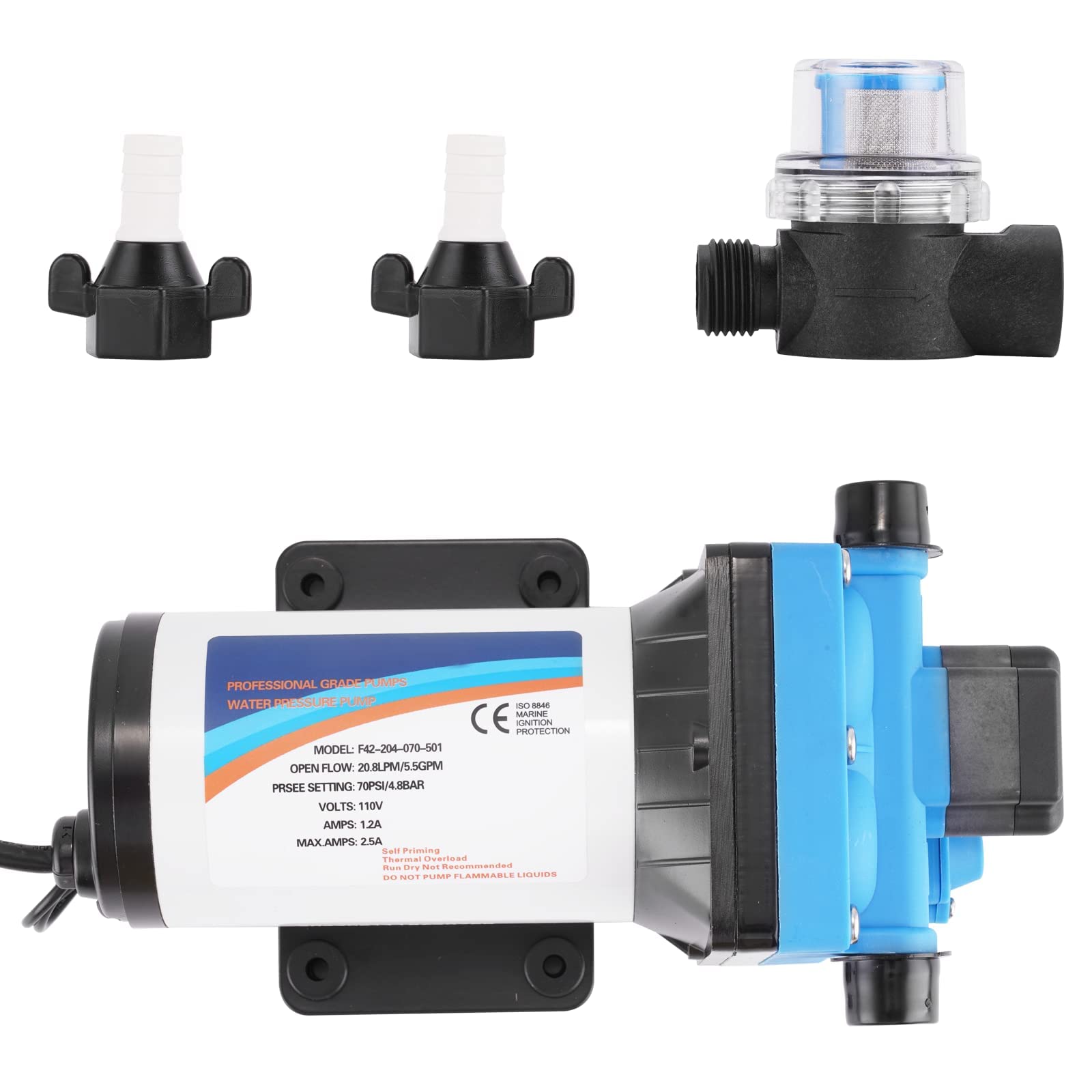 Amazon | MXBAOHENG 給水ポンプ 自吸式加圧ポンプ 70Psi高圧 最大20.8