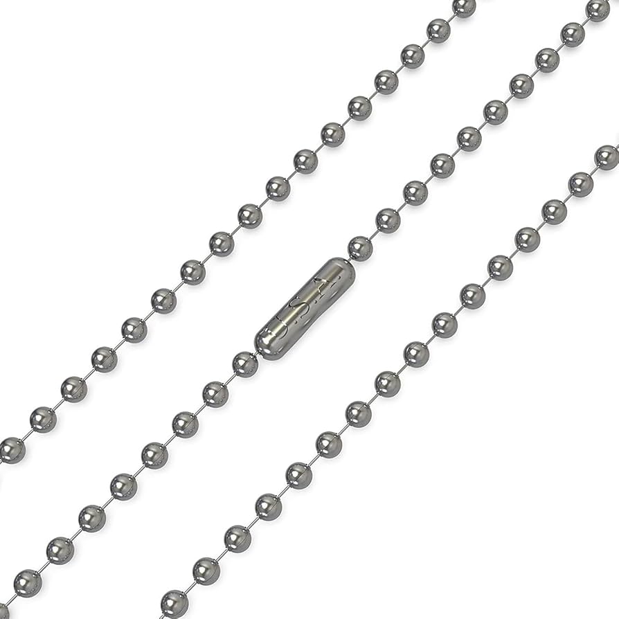 Silver Oxide Stainless Steel Ball Chain Necklace - 3.2mm, 29.5