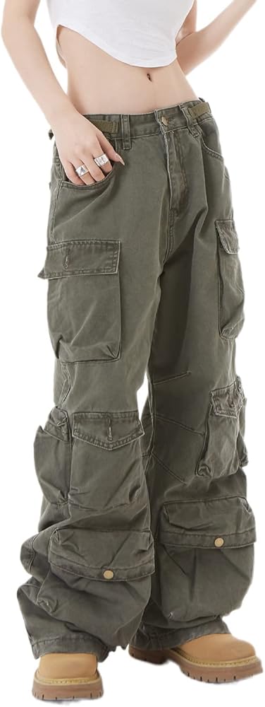 Vintage Aesthetic Cargo Pants Women Y2K Clothing Baggy Jeans 90s