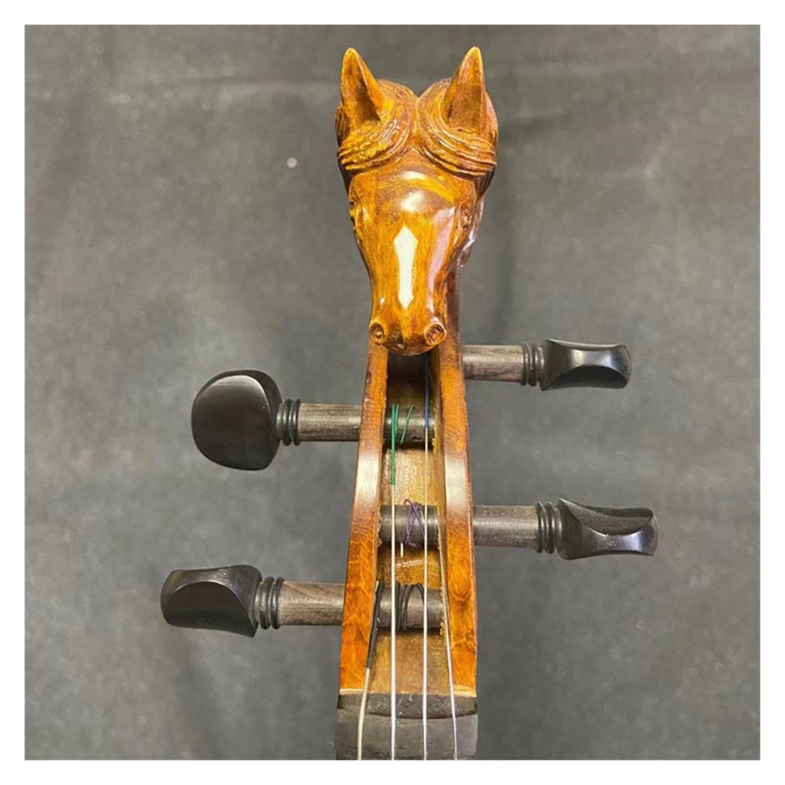 Amazon | 4/4バイオリン彫刻馬ヘッド強力なサウンド4弦楽器4文字列