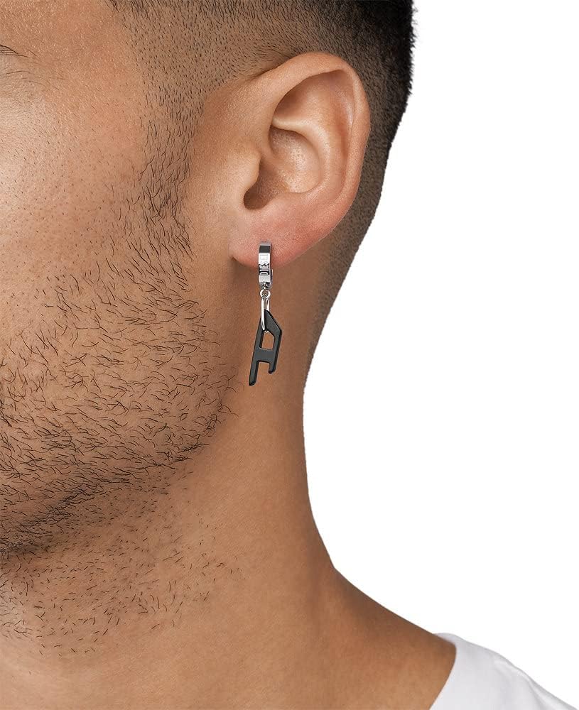 Amazon.co.jp: 男性用ディーゼルイヤリングスチール、L:13.3mm、幅:3mm