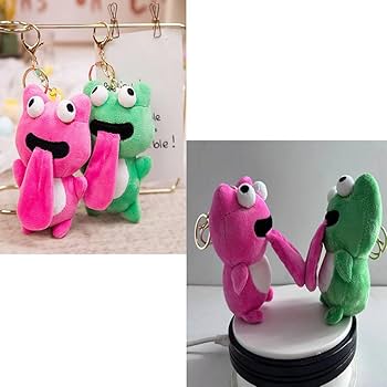 Amazon.co.jp: かわいいカエルのぬいぐるみキーチェーン、舌を突き出す