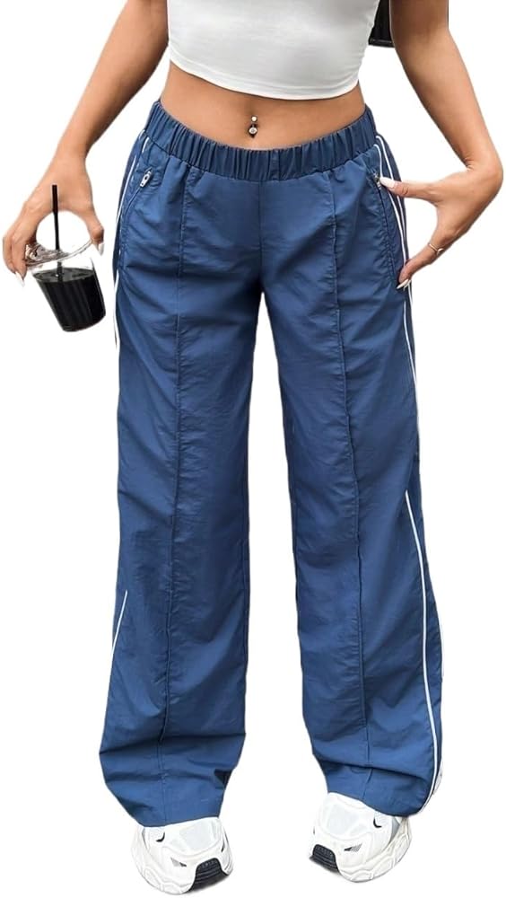 Amazon.com: SECOLI Women's 2024 Casual Wide Leg Long Pants Blue