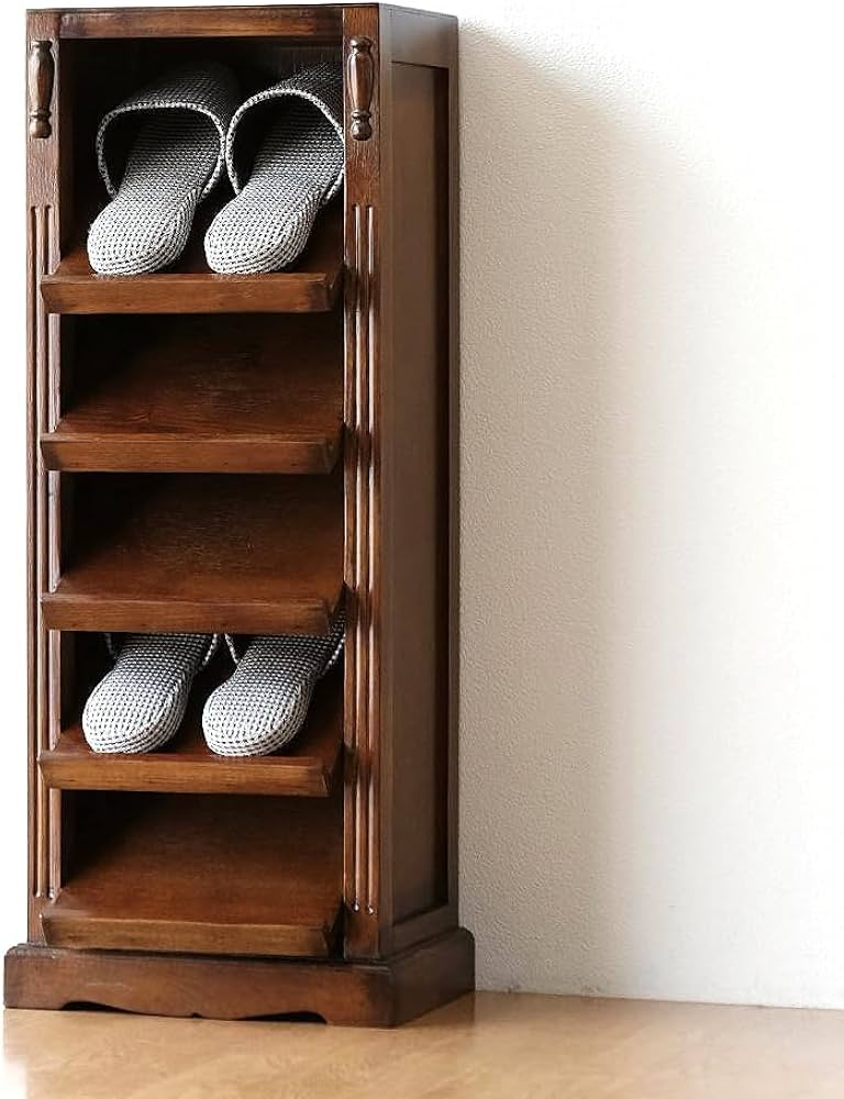 Amazon｜スリッパラック 木製 アンティーク レトロ 5段 5足 おしゃれ