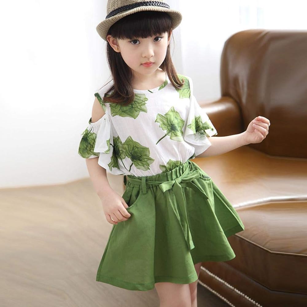 Amazon | [ゲッツ] 子供服 女の子Tシャツ スカート 2点セット 上下