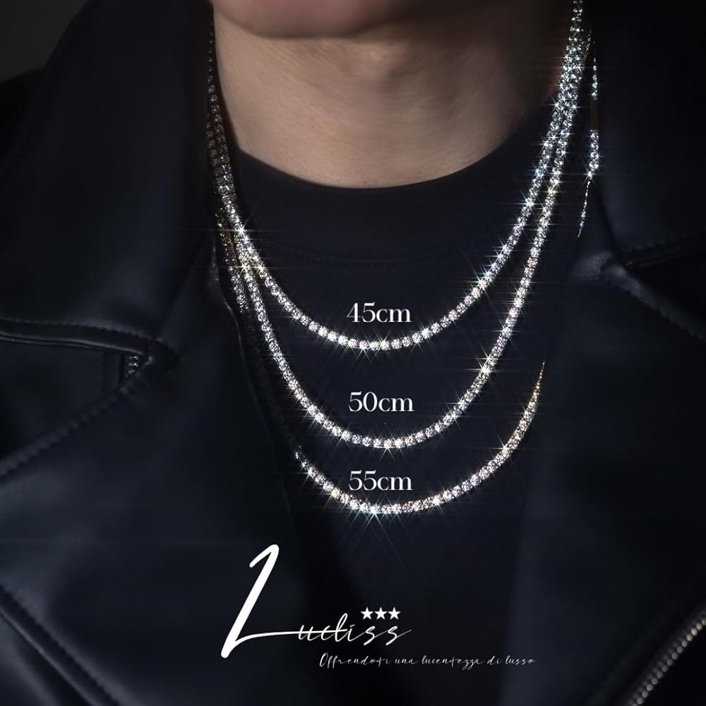 316Lサージカルステンレス プッシュ式メンズテニスネックレス 4㍉20