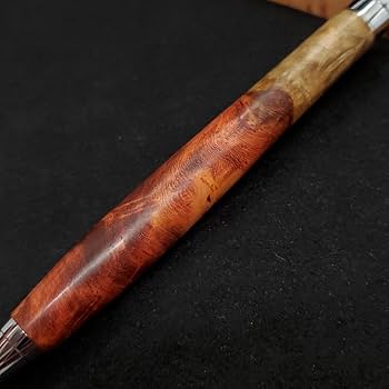 Amazon.co.jp: ⑱Bハンドメイド木軸シャーペン花梨瘤紅白赤濃いめ