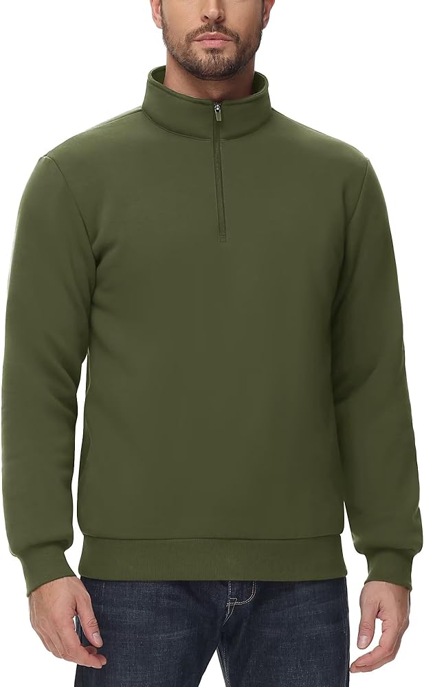 Boladeci Mens Quarter Zip Pullover Fleece Lined Sweatshirt