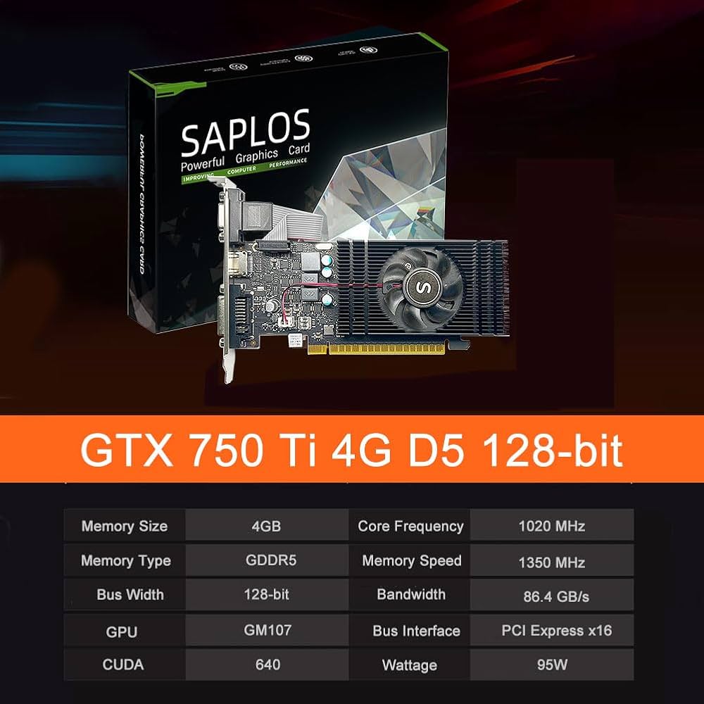 Amazon | SAPLOS Geforce GTX 750 Ti 4GB グラフィックスカード、GDDR5