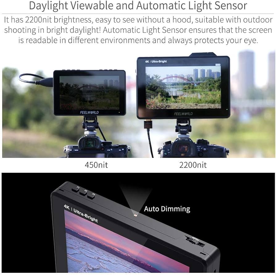 Amazon.com : FEELWORLD LUT7S PRO 7 Inch Ultra Bright 2200nits DSLR