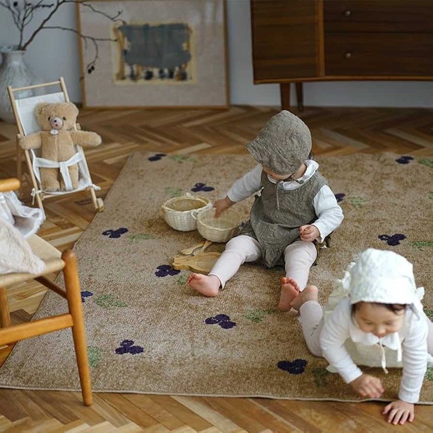 Amazon | モチーフラグ ブルーベリー 90×130cm ベージュ cucan ミルク