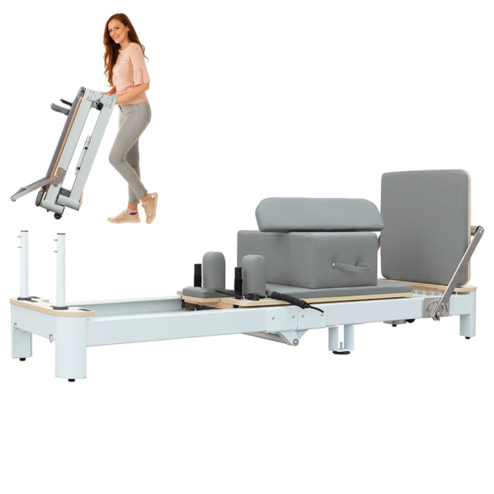 Amazon.co.jp: ピラティス リフォーマー マシン、折りたたみ式