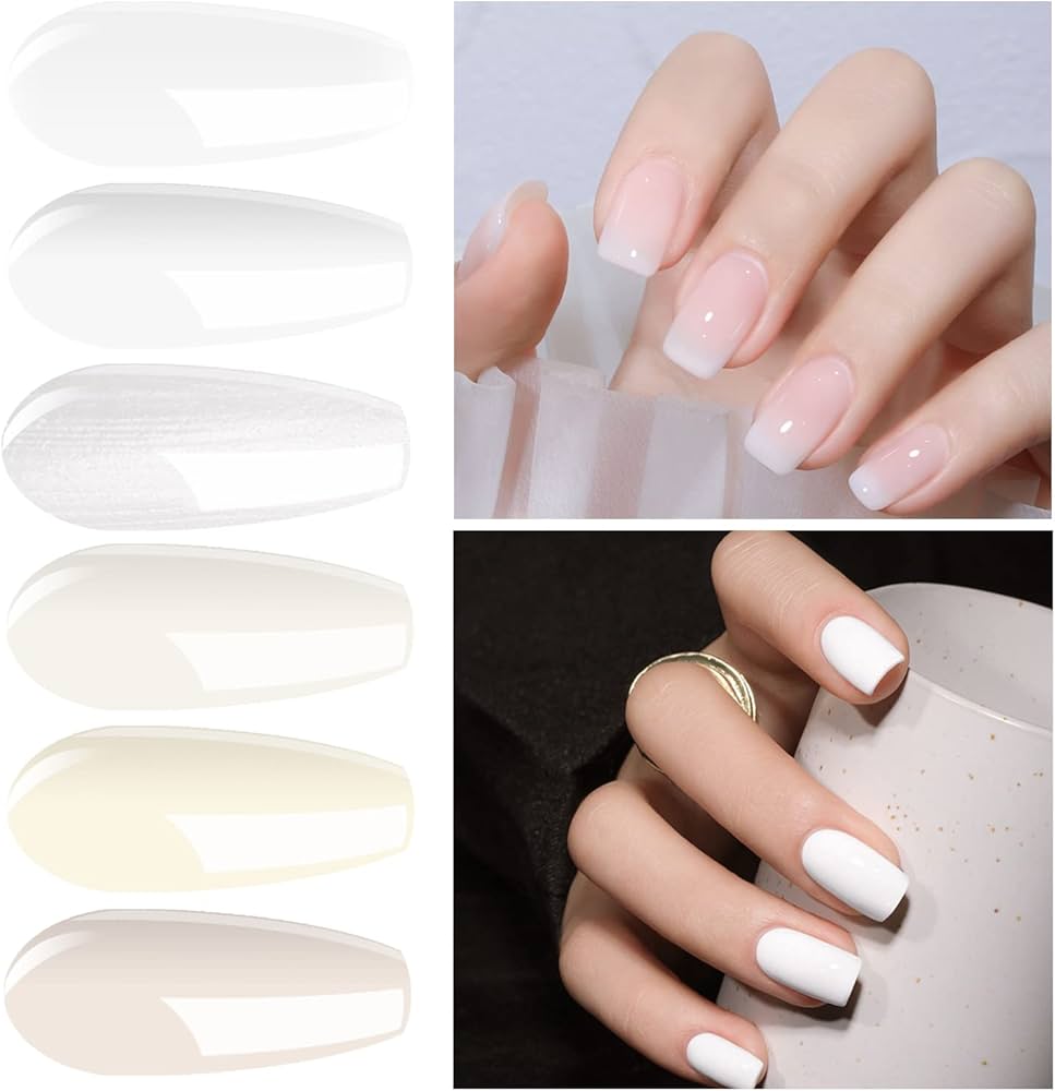 Amazon.com : Vishine Milky White Gel Nail Polish Set of 6 French