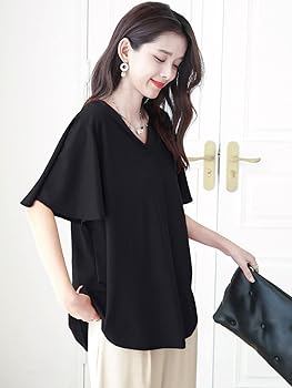 OHGA TENTO 黒 半袖 Aライン トップス OHGA TENTO 黒 半袖 Aライン