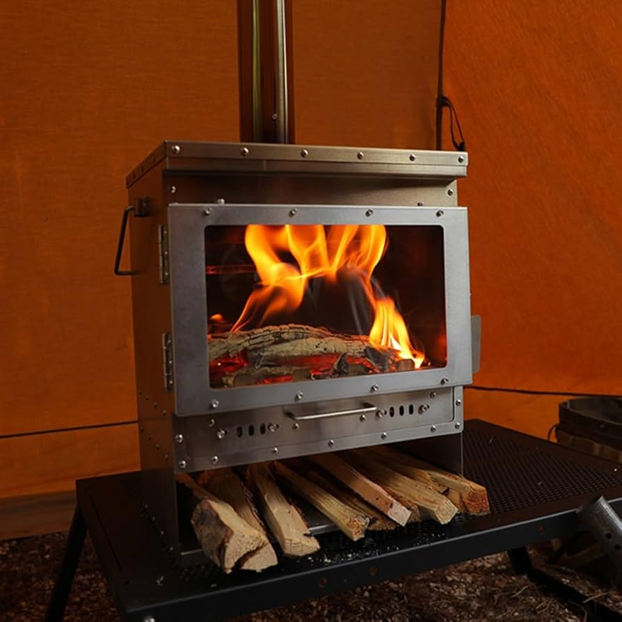 Amazon.co.jp: 薪ストーブ テント キャンプ暖炉 二次燃焼卓上薪