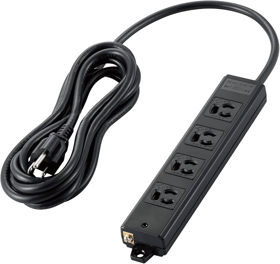 Amazon.co.jp: エレコム 電源タップ 3m 工事用 抜け止め 3P 4個口