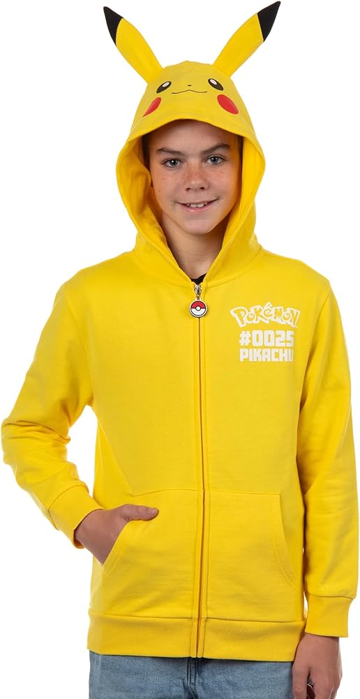 Amazon.com: Mad Engine Pokemon Hoodie Kids' Gen 01 Pikachu Zip-Up