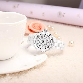 Amazon.co.jp: Comtex 腕時計 レディース ホワイト セラミック