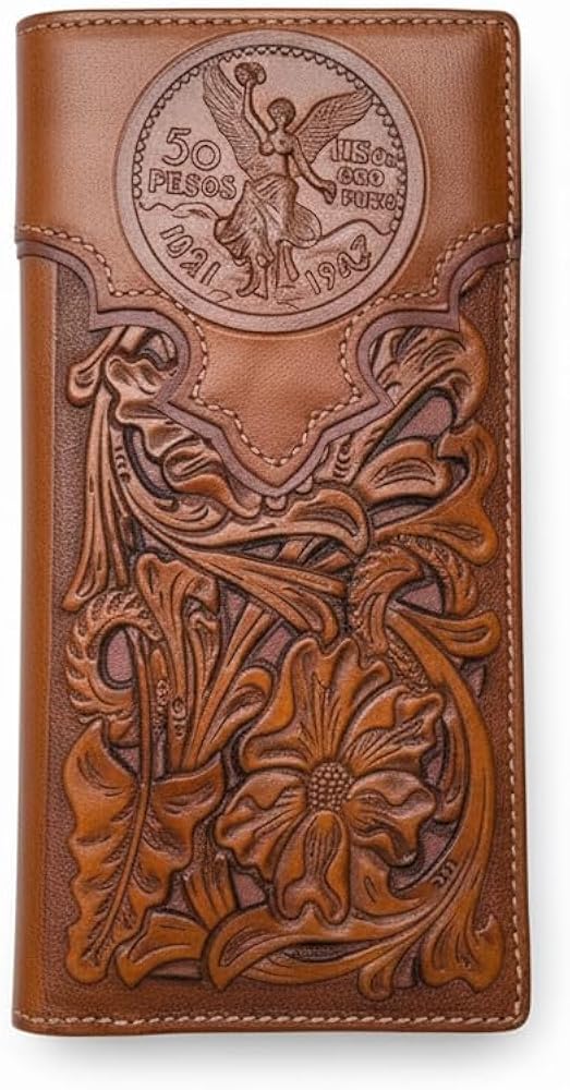 Amazon.com: Western Stakes Men's Long Leather Wallet – Floral