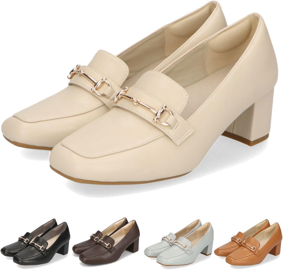 Amazon | 累計15万足突破 パンプス ローファー 跳べる スクエアトゥ