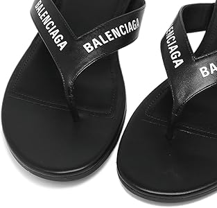 Amazon | [バレンシアガ]サンダル ラウンド ロゴ ブラック ホワイト