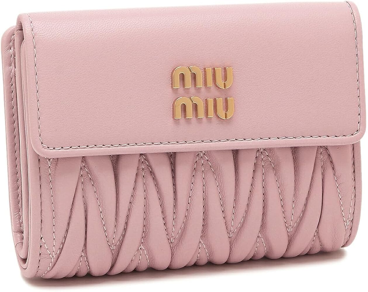 Amazon | [ミュウミュウ] 三つ折り財布 マテラッセ ミニ財布 ピンク